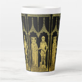 中世の墓真鍮ラビングナイト、レディと子供 カフェラテマグ (正面)