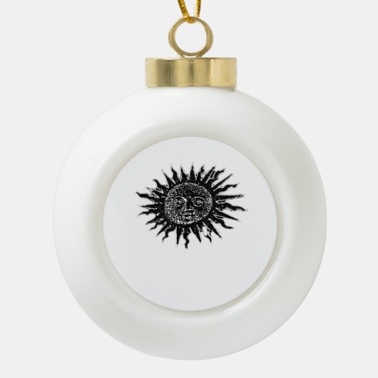 中世の太陽の版木、銅版、版画- Whimsigoth Eutique - Wh セラミックボールオーナメント (正面)