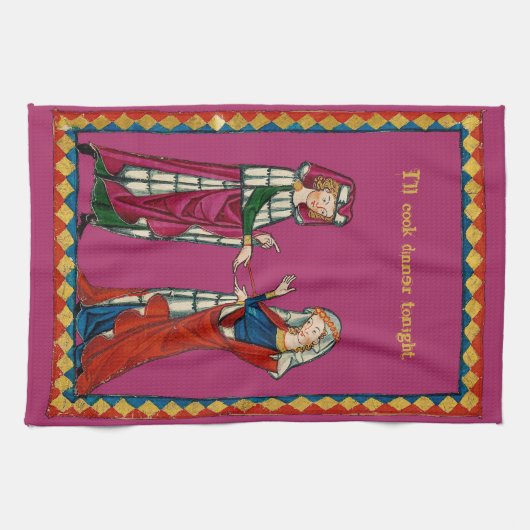 中世の夫婦 キッチンタオル (横)