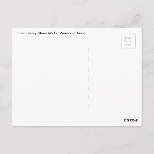 中世の女性が猫と一緒に紡ぐ ポストカード (裏面)