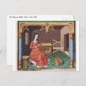 中世の女性が糸を巻く ポストカード (正面/裏面)