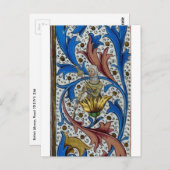 中世の女性が紡ぎ棒と糸巻きを使って紡いでいる様子 ポストカード (正面/裏面)