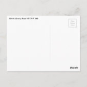 中世の女性が紡ぎ棒と糸巻きを使って紡いでいる様子 ポストカード (裏面)