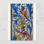 中世の女性が紡ぎ棒と糸巻きを使って紡いでいる様子 ポストカード (正面)