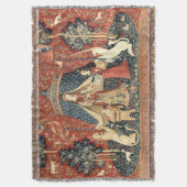 中世の女性とユニコーン（1484年～1500年） スローブランケット (正面縦)