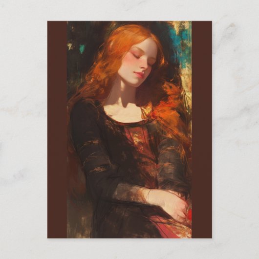 中世の女性はがき ポストカード (正面)