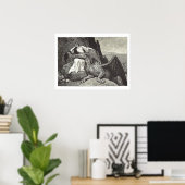 中世の女王と愛玩龍 ポスター (ホームオフィス)