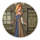 中世の婦人 セラミックノブ (正面)