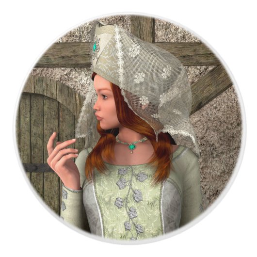 中世の婦人 セラミックノブ (正面)