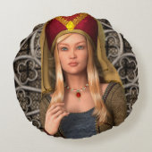 中世の婦人 ラウンドクッション (裏面)