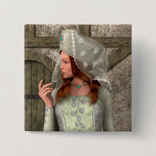 中世の婦人 缶バッジ (正面)