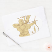 中世の射手が弓と矢の文字Zドローを目指す 楕円形シール (封筒)