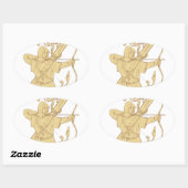 中世の射手が弓と矢の文字Zドローを目指す 楕円形シール (シート)