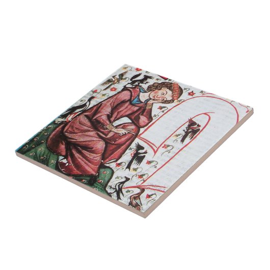 中世の小鳥の庭の詩人 タイル (側面)