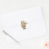 中世の弓使い戦士 おもしろい騎士と弓 スクエアシール