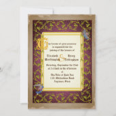 中世の彩色された写本の結婚式のデザイン（天使と渦巻く葉の文様） 招待状 (正面)