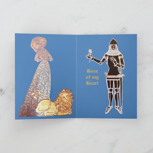 中世の恋人騎士と女性 カード (内部)