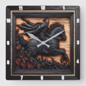 中世の戦い:バーンアートの選択 スクエア壁時計 (正面)