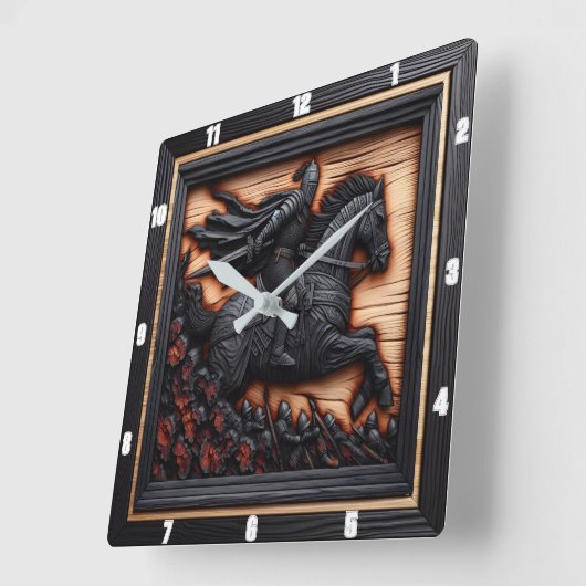 中世の戦い:バーンアートの選択 スクエア壁時計 (傾斜)
