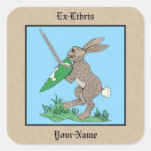 中世の戦士ウサギ蔵書票 スクエアシール (正面)
