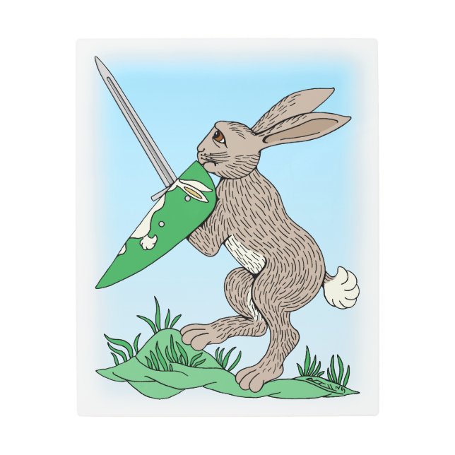 中世の戦士ウサギ メタルプリント (正面)