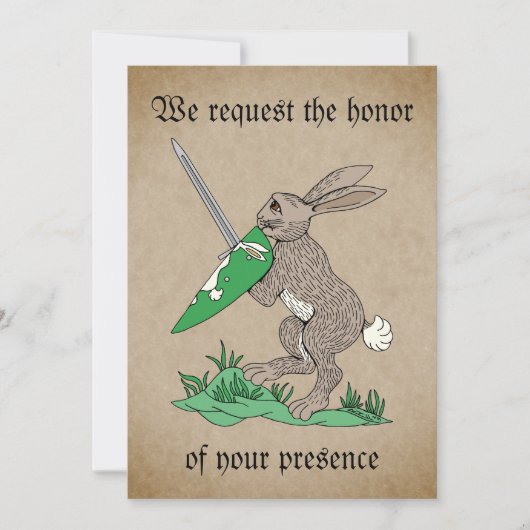 中世の戦士ウサギ 招待状 (正面)