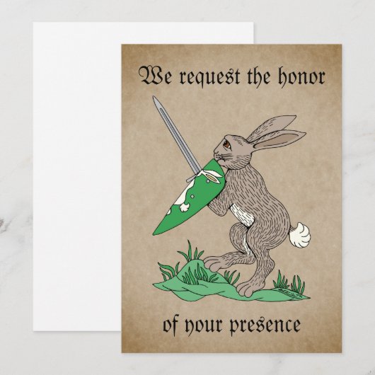 中世の戦士ウサギ 招待状 (正面/裏面)