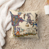 中世の推定の戦争カタツムリvs騎士，龍。ライオン クッション (ブランケット)