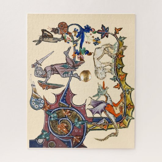 中世の推定の戦争カタツムリvs騎士,龍。ライオン ジグソーパズル (縦)