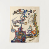 中世の推定の戦争カタツムリvs騎士，龍。ライオン タペストリー (正面)