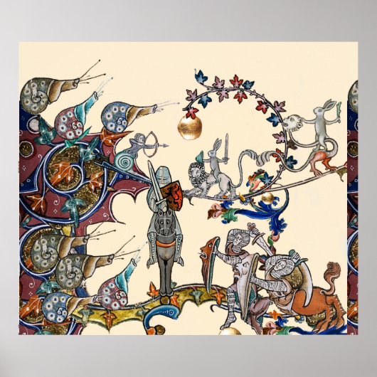 中世の推定の戦争、騎士、巨大なカタツムリのクリーム ポスター (正面)