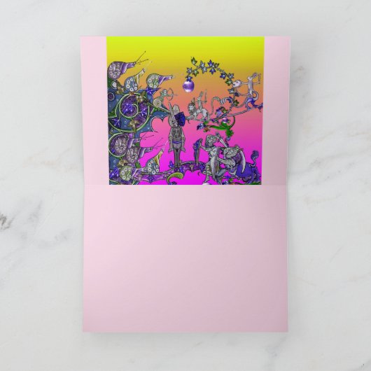 中世の推定の戦争、騎士、巨大なカタツムリのピンク シーズンカード (内部)