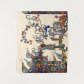 中世の推定の戦争、騎士、巨大なカタツムリアイボリー タペストリー (正面)