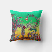 中世の推定の戦争、騎士、巨大なカタツムリ緑 クッション (裏面)