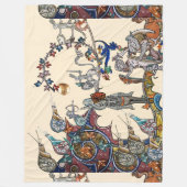 中世の推定の戦争、騎士、巨大なカタツムリ緑 フリースブランケット (正面)