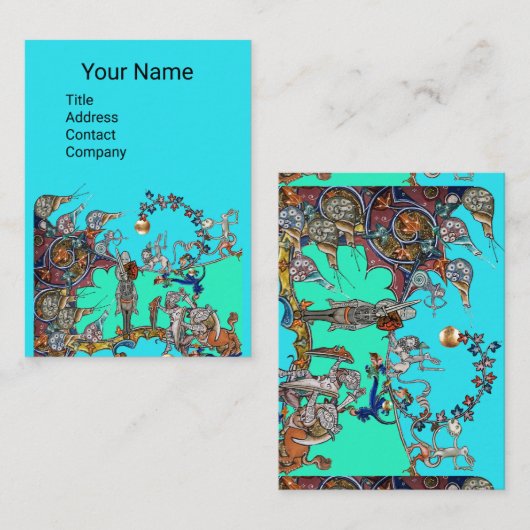 中世の推定の戦争、騎士、巨大なカタツムリ青 名刺 (正面/裏面)