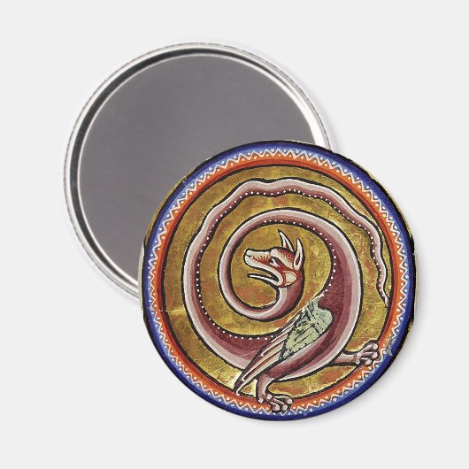 中世の推定スネーク・ドラゴン・サークル マグネット (正面/裏面)