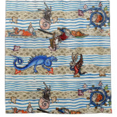 中世の推定、海の怪物のファンタジー動物 シャワーカーテン (正面)