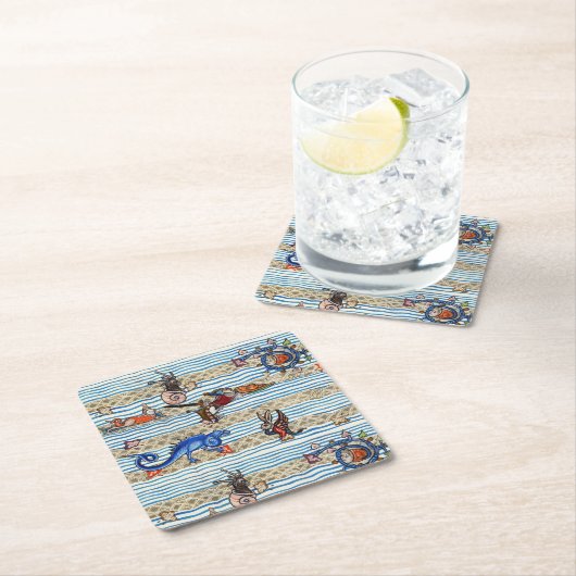 中世の推定、海の怪物のファンタジー動物 スクエアペーパーコースター (インサイチュ)