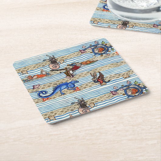 中世の推定、海の怪物のファンタジー動物 スクエアペーパーコースター (アングル)