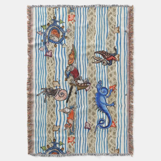 中世の推定、海の怪物のファンタジー動物 スローブランケット (正面縦)