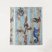 中世の推定、海の怪物のファンタジー動物 タペストリー (正面)