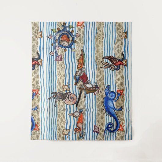 中世の推定、海の怪物のファンタジー動物 タペストリー (正面)