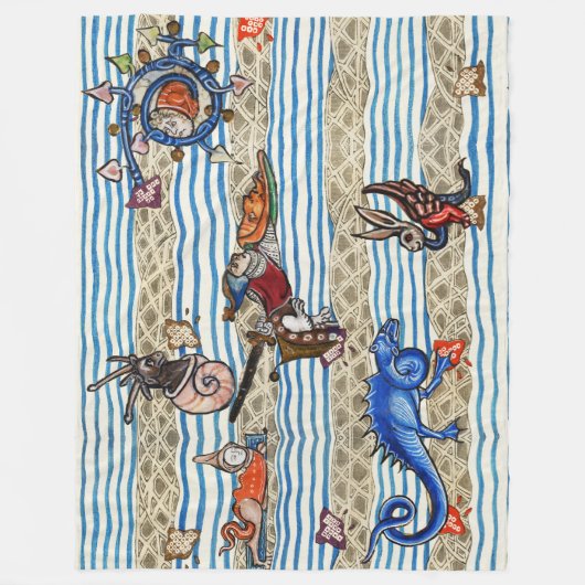 中世の推定、海の怪物のファンタジー動物 フリースブランケット (正面)