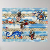 中世の推定、海の怪物のファンタジー動物 ポスター (正面)