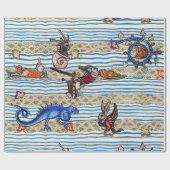 中世の推定、海の怪物のファンタジー動物 ラッピングペーパー (フラット)