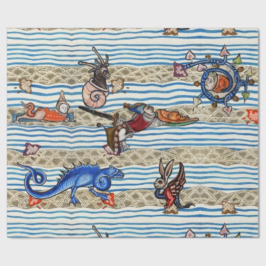 中世の推定、海の怪物のファンタジー動物 ラッピングペーパー (フラット)