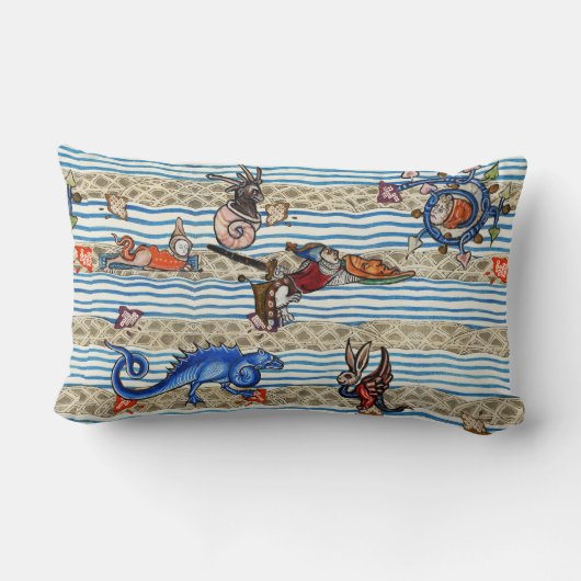 中世の推定、海の怪物のファンタジー動物 ランバークッション (裏面)