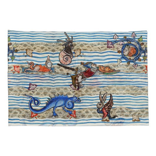 中世の推定、海の怪物のファンタジー動物 枕カバー (裏面-右)