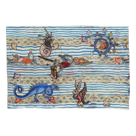 中世の推定、海の怪物のファンタジー動物 枕カバー (正面左)